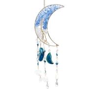 YOPI Colgante de carillón de viento de árbol de la vida, atrapasueños de grava de cristal de ágata Natural, regalo único for decoración del hogar(Oceanblueagatemoontree)