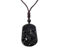 YOPI Colgante de la Fortuna de obsidiana de los Doce zodíacos, Colgante de Cristal guardián del año del zodíaco Ruyi for Buena Suerte y Prosperidad