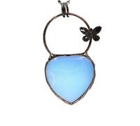 YOPI Colgante de Metal Retro con Forma de Mariposa de Cristal y corazón de melocotón - Joyería en Forma de corazón for Mujer(Opal)