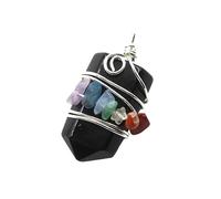 YOPI Colgante de siete piedras con forma de espada de cristal: joyería única hecha a mano for entusiastas de la moda(Obsidian)