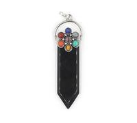 YOPI Colgante en forma de espada con flor de siete piedras de cristal: collar único de piedras preciosas curativas for el crecimiento espiritual(Obsidian)