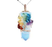 YOPI Colgante en forma de espada sinuosa de árbol de grava de siete piedras en oro rosa: joyería elegante for los amantes de la naturaleza