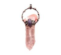 YOPI Colgante marquesa de amatista en forma de espada con piedra de cristal: joyería de estilo retro for declaraciones de moda únicas(Rosequartz)