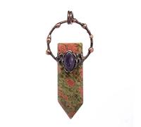 YOPI Colgante marquesa de amatista en forma de espada con piedra de cristal: joyería de estilo retro for declaraciones de moda únicas(Flowerstone)