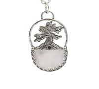YOPI Colgante semicircular de árbol de la Vida de Cristal: Elegante Joya del árbol de la Vida for Amantes de la Naturaleza.(PinkCrystal)