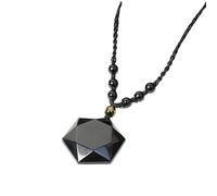 YOPI Collar Colgante de péndulo Hexagonal de Piedra Arenisca Azul - joyería de Cristal de obsidiana Hecha a Mano(Obsidian)