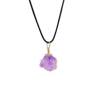 YOPI Collar Colgante de Seda con Flor de Amatista Hecho a Mano | Joyería de Piedra sinuosa de Cristal Natural