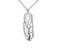 YOPI Collar con Colgante de árbol de la Vida, Columna de Cristal Colorida Retro con Alambre de Cobre - Joyería de Piedras Preciosas arcoíris(NSN00257)