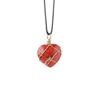 YOPI Collar con Colgante de corazón de Cristal Natural Tejido a Mano, joyería única en Forma de corazón for Mujer(RedJasper)
