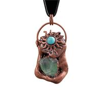 YOPI Collar con Colgante de Cristal Natural con Turquesa, Amatista y Cuarzo Rosa - Joyería de Bronce de Estilo Retro(Green Aventurine)