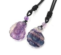 YOPI Collar con Colgante de Cuerda Trenzada en Espiral de Piedra de Cristal: joyería única Hecha a Mano for Mujer(Fluorite)