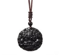 YOPI Collar con Colgante de obsidiana Guandang Bagua - Joyería for Hombre de obsidiana esmerilada con diseño del zodíaco