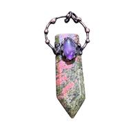 YOPI Collar con colgante en forma de espada de cristal retro de piedra natural, joyería única for mujer(Naturalflowerstone)