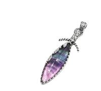 YOPI Collar con colgante en forma de espada de marquesa de piedra de cristal, elegante accesorio de joyería for mujer(Fluorite)