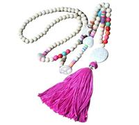 YOPI Collar de Cadena de suéter con Cuentas de Cristal Hecho a Mano y Dije de la Paz | Borla Larga for Mujer(N2354)