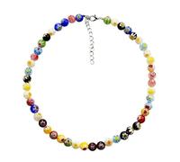 YOPI Collar de Cuentas de Flores for Mujer: Cadena de clavícula con Cuentas de Vidrio de Colores for un Estilo Elegante.