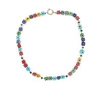 YOPI Collar de joyería de ópalo Hecho a Mano | Diseño Floral único de Cuentas de Vidrio for Mujer | Regalo Artesanal de Bricolaje(SquareEyes)