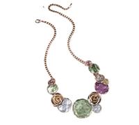 YOPI Collar de Rosas al óleo pintadas de Colores | Joyería Floral geométrica for Mujer(Green)