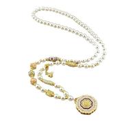 YOPI Collar largo de perlas de imitación antiguas con colgante giratorio for mujer, accesorios elegantes de la dinastía Cheongsam y Han, cadena de suéter perfecta(Púrpura)