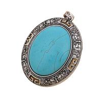 YOPI Collar Retro de Ojo de Tigre con Incrustaciones de Piedra Natural y Colgante Redondo - Cadena de suéter de Cristal Verde y Rosa(C10572-10)