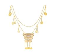 YOPI Collar Retro Largo con borlas y Monedas Doradas - Cadena Hueca for suéter for Mujer