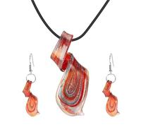 YOPI Conjunto de aretes y Collar de Cristal con Colgante en Espiral: joyería Elegante for Mujer(Leathercordredsuit)