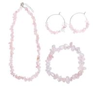 YOPI Conjunto de Joyas de Grava de Cristal Rosa: Collar, Pendientes y Pulsera for Mujer