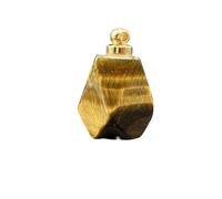YOPI Frasco de Perfume semiprecioso Poligonal con Piedra de Cristal: Kit de elaboración de Joyas DIY(Tiger'sEyeGoldCover)