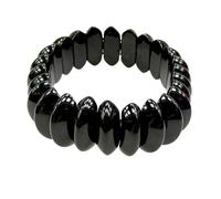YOPI Juego de pulseras de cristal de piedra natural: pulseras en forma de media luna de amatista, cristal de fresa, obsidiana y feldespato manchado(Obsidian)