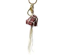 YOPI Llavero de piedra cruda de cristal natural - Colgante de fluorita y amatista tejido a mano(RedJasper)