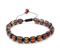 YOPI Pulsera cilíndrica de piedra natural con cristales negros y cálculos biliares - Diseño étnico de una sola fila(Redagate)