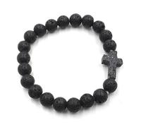 YOPI Pulsera cruzada de cuentas de cristal de piedra natural | Pulsera trenzada de una sola fila de estilo étnico for hombre y mujer(Volcanicstone)