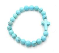 YOPI Pulsera cruzada de cuentas de cristal de piedra natural | Pulsera trenzada de una sola fila de estilo étnico for hombre y mujer(Turquoise)