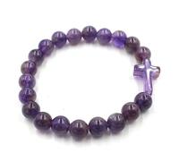 YOPI Pulsera cruzada de cuentas de cristal de piedra natural | Pulsera trenzada de una sola fila de estilo étnico for hombre y mujer(Amethyst)