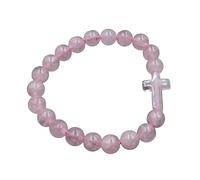 YOPI Pulsera cruzada de cuentas de cristal de piedra natural | Pulsera trenzada de una sola fila de estilo étnico for hombre y mujer(Pinkcrystal)