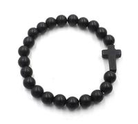 YOPI Pulsera cruzada de cuentas de cristal de piedra natural | Pulsera trenzada de una sola fila de estilo étnico for hombre y mujer(Obsidianmatte)