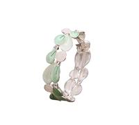 YOPI Pulsera de aleación hecha a mano con plumas de colores for mujer | Pulsera elástica de rayas pintadas al óleo(green)