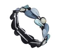 YOPI Pulsera de aleación hecha a mano con plumas de colores for mujer | Pulsera elástica de rayas pintadas al óleo(Blue)