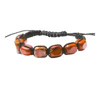 YOPI Pulsera de jade y amatista natural hecha a mano - Diseño rectangular y redondo tejido(RedJasperLongSquare)