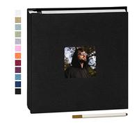 Yopih Álbum de Fotos Autoadhesivo 28x27 cm 40 Páginas para Fotos 10x15 13x18, Álbum Scrapbook de Lino para Pegar y Escribir, Con Bolígrafo Metálico, Regalo Familia Bodas Viajes, Negro