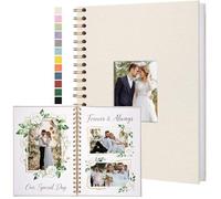 Yopih Álbum de Fotos Scrapbooking con Cubierta de Lino 28x20,5 cm, Páginas Blancas de Papel Kraft Rígido para Bodas Viajes Baby Shower, 40 Hojas/80 Páginas, Beige