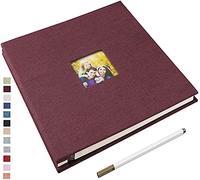 Yopih Album Fotos Autoadhesivo 28x27 CM Album de Fotos Para Pegar y Escribir Funda de Lino Scrapbook Regalo Bebé Cumpleanos Recuerdos Boda Aniversario Familiares con un Bolígrafo Metálico