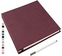 Yopih Album Fotos Autoadhesivo 28x27 CM Album de Fotos Para Pegar y Escribir Funda de Lino Scrapbook Regalo Bebé Cumpleanos Recuerdos Boda Aniversario Familiares con un Bolígrafo Metálico