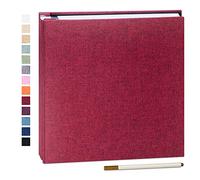 Yopih Album Fotos Autoadhesivo 28x27 CM Album de Fotos Para Pegar y Escribir Funda de Lino Scrapbook Regalo Bebé Cumpleanos Recuerdos Boda Aniversario Familiares con un Bolígrafo Metálico