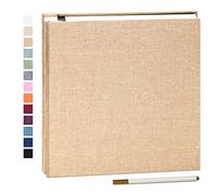 Yopih Album Fotos Autoadhesivo 28x27 CM Album de Fotos Para Pegar y Escribir Funda de Lino Scrapbook Regalo Bebé Cumpleanos Recuerdos Boda Aniversario Familiares con un Bolígrafo Metálico