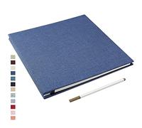 Yopih Album Fotos Autoadhesivo 28x27 CM Album de Fotos Para Pegar y Escribir Funda de Lino Scrapbook Regalo Bebé Cumpleanos Recuerdos Boda Aniversario Familiares con un Bolígrafo Metálico