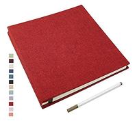 Yopih Album Fotos Autoadhesivo 33x32 CM Album de Fotos Para Pegar y Escribir Funda de Lino Scrapbook Regalo Bebé Cumpleanos Recuerdos Boda Aniversario Familiares con un Bolígrafo Metálico