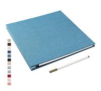 Yopih Album Fotos Autoadhesivo 33x32 CM Album de Fotos Para Pegar y Escribir Funda de Lino Scrapbook Regalo Bebé Cumpleanos Recuerdos Boda Aniversario Familiares con un Bolígrafo Metálico