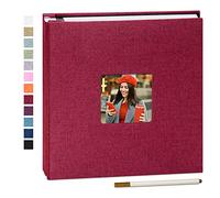 Yopih Album Fotos Autoadhesivo 33x32 CM Album de Fotos Para Pegar y Escribir Funda de Lino Scrapbook Regalo Bebé Cumpleanos Recuerdos Boda Aniversario Familiares con un Bolígrafo Metálico