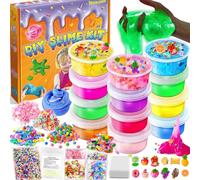 YOPINSAND 12 Colores DIY Slime Kit, Slime Making Kit para niñas, Crystal Clear Slime, Glow in The Dark Slime con complementos Bolas de Espuma, amuletos, Purpurina, Juguetes de Regalo para niños